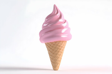 3D Render of Pink Ice Cream Cone