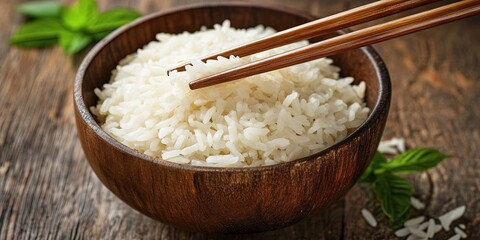 chopsticks holding sticky rice