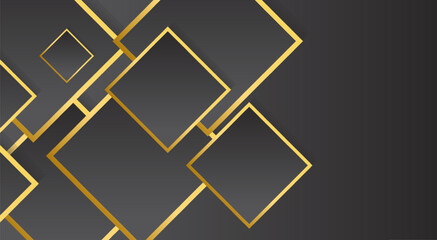 Geometric black and gold background  with various line shapes for your design