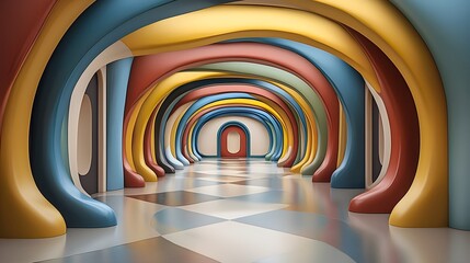 Obraz premium Innovative virtual reality art gallery featuring holographic paintings and a sleek futuristic design Captivating digital art exhibition with cutting edge technology and an advanced