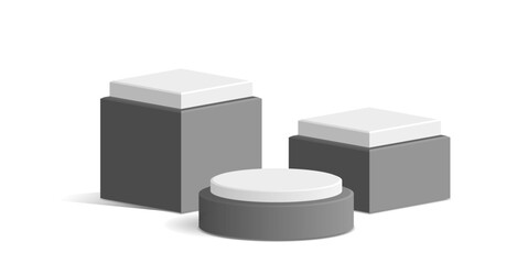 block and cylinder podium tube circle podium stage 3d Abstract minimal scene mockup products display, Stage showcase. Vector geometric forms