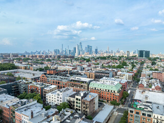 Fototapeta premium Aerial View of Hoboken and New Jersey Skyline on the background