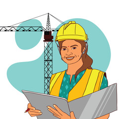 indian female engineer working at construction site, leading project