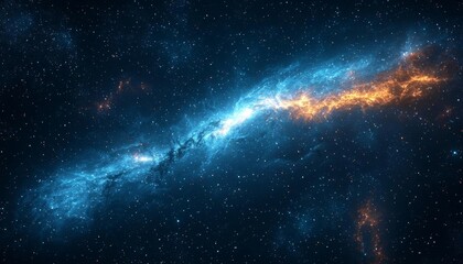 Fototapeta premium Stunning galaxy in deep space, showcasing vibrant blue and orange colors against a backdrop of twinkling stars.