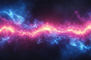 Fototapeta premium Vibrant abstract explosion of color and energy, showcasing a stunning interplay of blue and pink hues against a dark background.