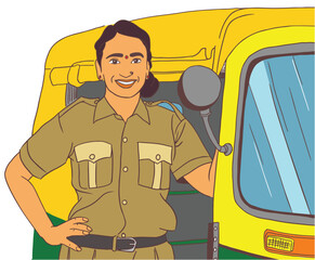 Indian female auto rickshaw driver, women empowerment and independent
