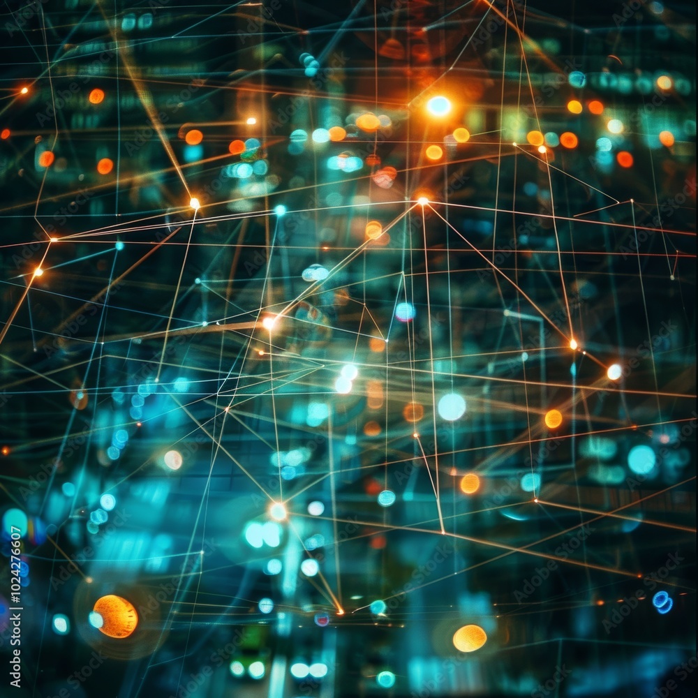 Poster abstract double exposure representing network security.