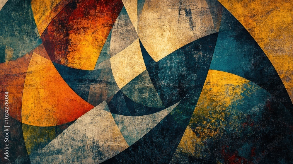 Aufkleber Abstract geometric design in an artistic painting style Modern canvas print featuring unique patterns and vibrant colors