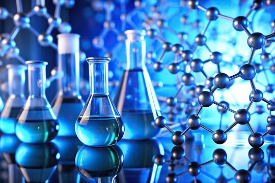 Close-up of blue background with chemical compounds