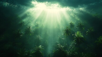 Fototapeta premium Serene Light in Lush Tropical Forest