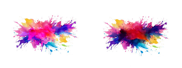 Bright colorful watercolor splash splatter stain brush strokes on white background. Modern vibrant aquarelle spot. Rainbow trendy isolated design on white. Element. Vector watercolor illustration.	art
