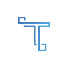 Letter T Techno Line logo icon vector