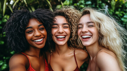 Fototapeta premium Friends Sharing a Joyful Moment in Nature