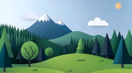 Flat design showcasing forest preservation efforts and eco friendly initiatives to promote sustainability and environmental protection