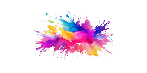 Bright colorful watercolor splash splatter stain brush strokes on white background. Modern vibrant aquarelle spot. Rainbow trendy isolated design on white. Element. Vector watercolor illustration.	art