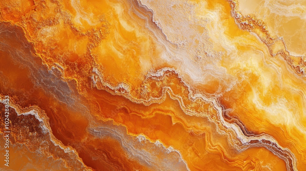 Aufkleber Abstract marble texture featuring a fractal background in shades of orange Digital art with a fantasy theme created through 3D rendering techniques