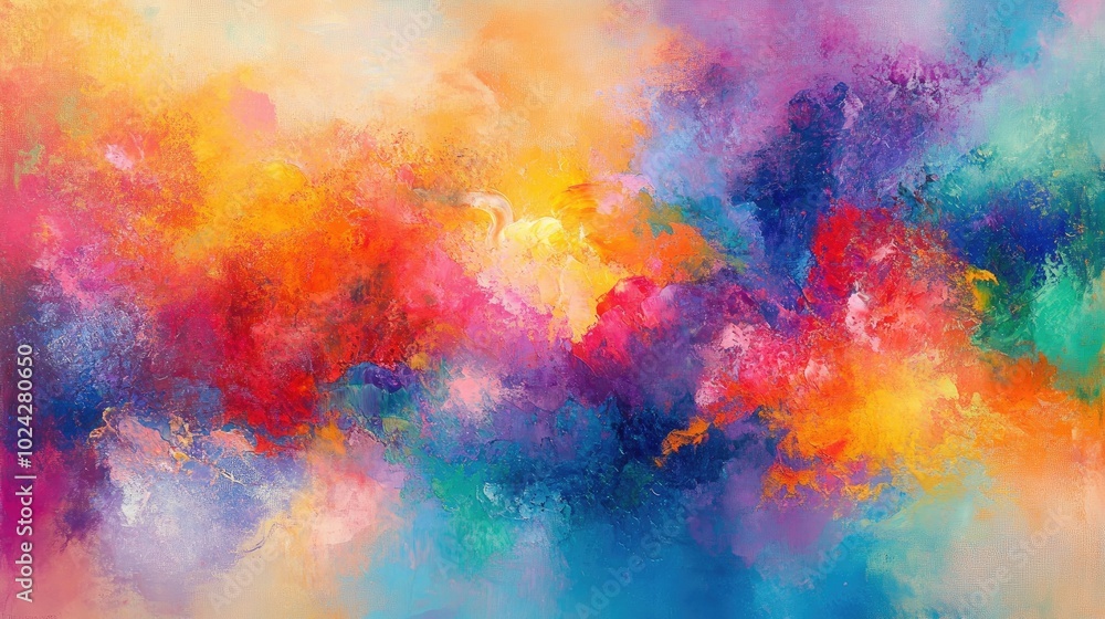 Poster abstract wall painting featuring a vibrant array of colors