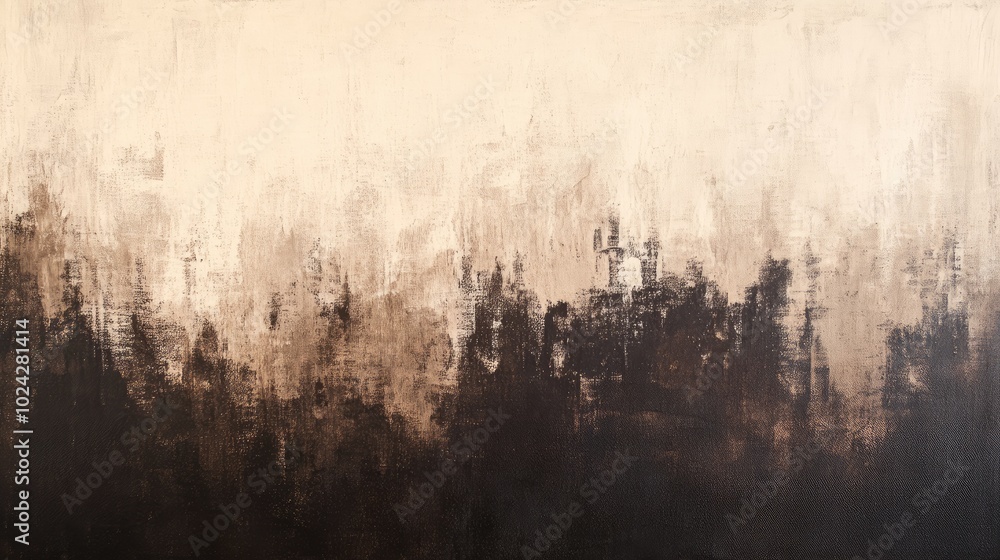 Poster Abstract painting featuring a gradient of dark brown to beige hues with blended brush strokes and layered shadow effects creating a faded grunge background Series 4