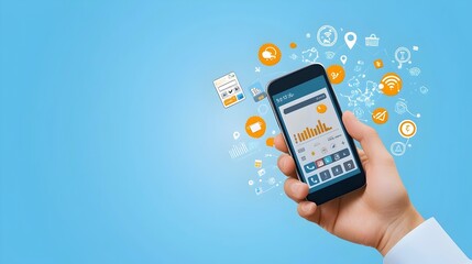 Digital finance technology with phone for seamless mobile payments online transactions and cashless banking services  Flat design concept for fintech e commerce and the future of digital money