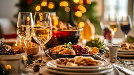 Elegant Home Cooked Dinner Served Festively