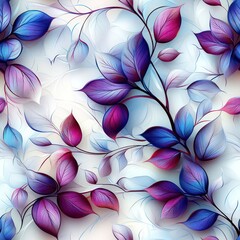 Seamless abstract beautiful purple and blue magical flowers pattern background