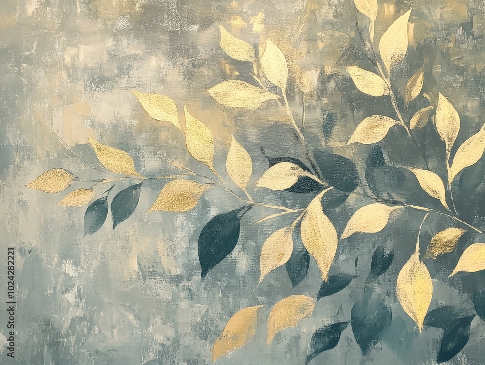 Poster abstract artistic background featuring retro nostalgic golden brushstrokes textured oil on canvas wi