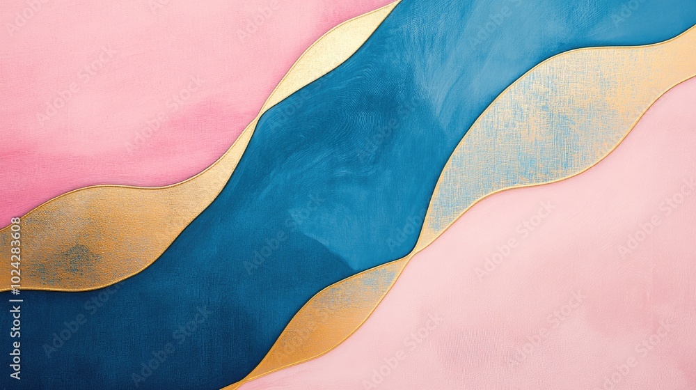 Poster abstract background texture in blue pink and gold tones modern digital artwork diffused pattern for 