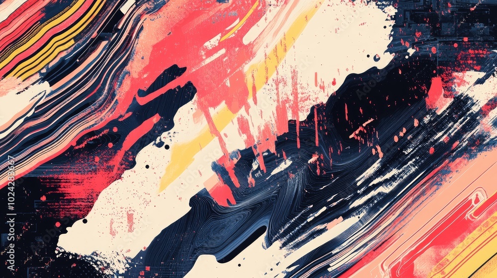 Aufkleber Abstract Digital Glitch Effect Digital Noise Video Damage Wavy Glitch Effect Pixel Distortion Colorful Data Disorder Background Futuristic Design