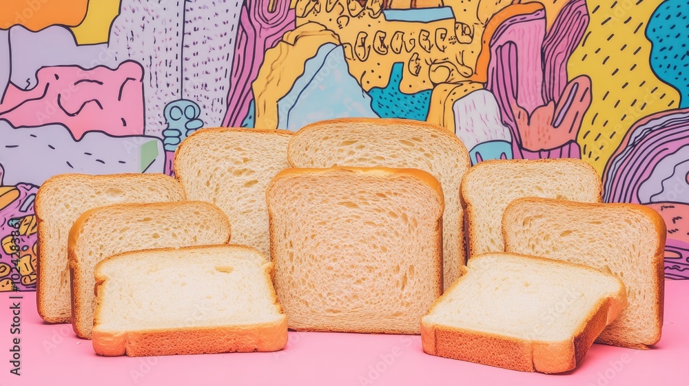 Aufkleber assorted whole and sliced bread on an attractive background