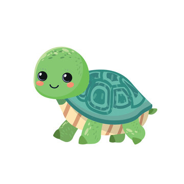 recommend clip art: Turtle cute childish cartoon illustration. Vector clip art turtle isolated on white background Flat design element	