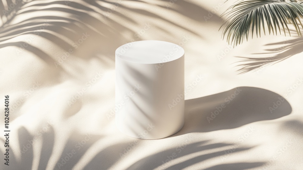 Aufkleber 3d render from above of a white blank cylinder frame for mockup and product display featuring a summ