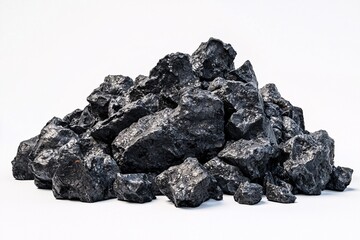 Fototapeta premium Fine-textured volcanic ash particles stand out strikingly against a pristine white backdrop, highlighting their unique forms.