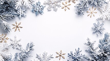 A customizable winter-themed poster template adorned with a snowflake border, ideal for seasonal promotions against a clean white background.