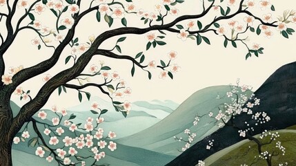 Apple Tree Blossom Branch Spring Floral Backdrop Natural Beauty