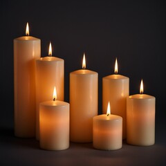  burning candles on black background