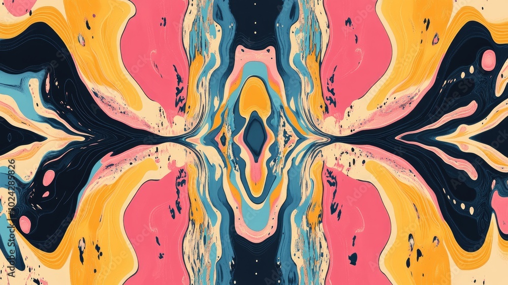 Poster abstract kaleidoscope illustration featuring a vibrant psychedelic pattern suitable for fabric wallp