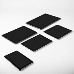 Set of tablet computers  with white background