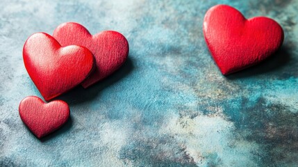 Obraz premium Colorful hearts on textured background expressing love affection