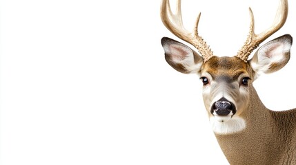 Majestic white-tailed deer isolated on white background