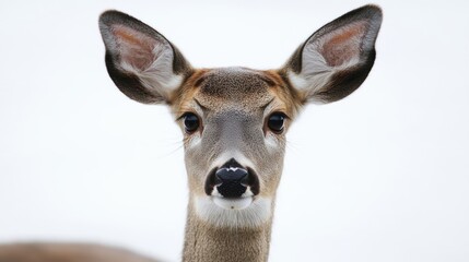 Fototapeta premium Close-up portrait of gentle female deer on clear background