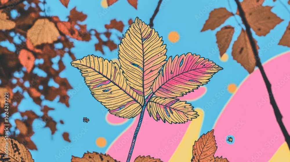 Poster bokeh background with leaves