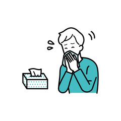 Illustration of man sniffing nose.