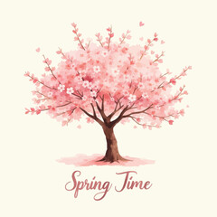 Fototapeta premium Cherry Blossom Tree in Bloom, Springtime Scene