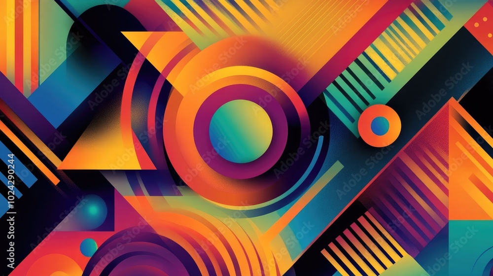 Poster abstract geometric mural wallpaper vector featuring a vibrant and colorful pattern design