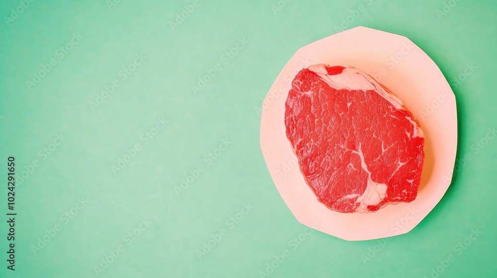 Poster Beef Steak Viewed From Above With Space For Text