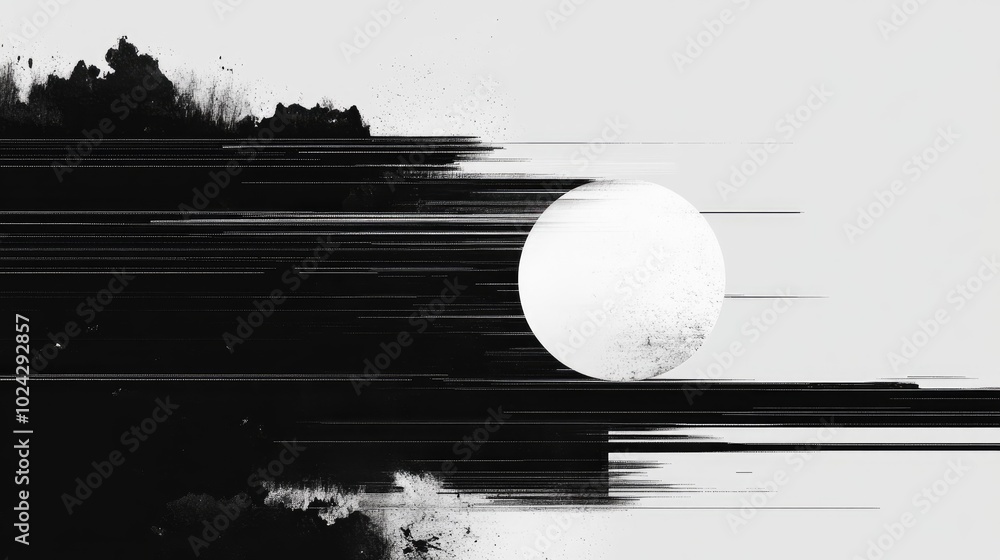 Poster black and white abstract organic grainy noise textures retro old glitch effects digital signal error