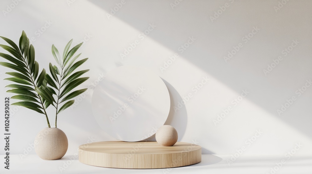 Aufkleber 3D rendering of a podium product display stand against a white background