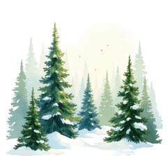Obraz premium WINTER FOREST: Snowy Coniferous Trees at Dawn