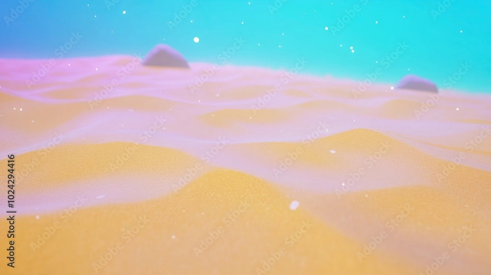 Poster close up of beach sand featuring unique shades of golden grains and a softly lit tan dune surface id
