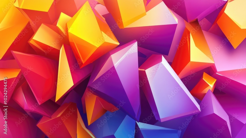 Aufkleber abstract low poly 2d cartoon design featuring vibrant whimsical shapes suitable for backgrounds or p
